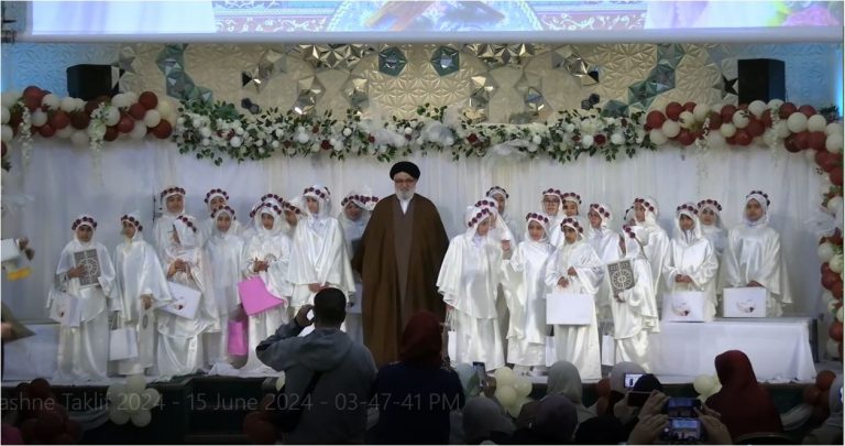 گزارش تصویری از مراسم جشن تکلیف دختران دانش آموز مدرسه تبیان در مرکز اسلامی انگلیس-2024